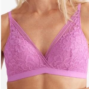 Knix Lace Deep-V Bralette Sz XL in Pink Plum
